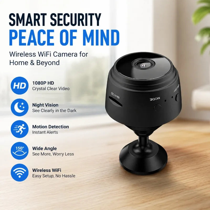 Wireless Smart WiFi Security Camera, 1080P HD Indoor Outdoor Home Surveillance Cam with Wide Angle, Night Vision, Motion
